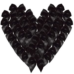 micomon 50pcs 1-inch mini ribbon bows for crafts small black bows christmas decoration embalishement scrapbooking(black)