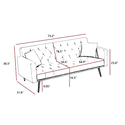 Woanke Convertible Folding Futon Bed, Sleeper Sofa Couch for Compact Living Spaces Offices Dorm Bonus Room, White