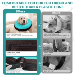 Bilibara Dog Cone Alternative After Surgery, Inflatable Recovery Collar for Dogs & Cats, Adjustable Dog E Collars, Cone for Dogs After Surgery to Stop Licking, Soft Dog Cones for Large Dogs, Teal