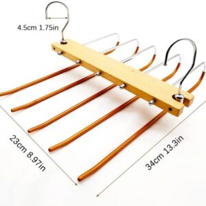 Uniworld Beech Wooden Pants Hangers Space Saver - Trouser Hanger, Space-Saving Multiple 5-in-1 Stainless Steel Extendible, Foldable Multi Magic Wardrobe Clothes Hanger Holder, Standard (Pack of 1)