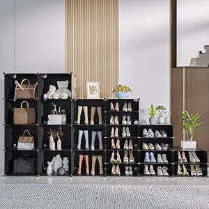 Neprock 6 Tier Black Shoe Organizer Bundle with 36-Pack White Shoe Slots Organizer