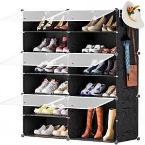 Neprock 6 Tier Black Shoe Organizer Bundle with 36-Pack White Shoe Slots Organizer