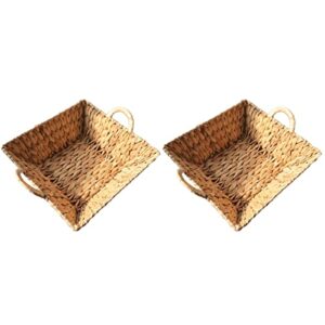 LUOZZY 2pcs Storage Basket Straw Woven Basket Desk Organizer Decorative Basket Sundries Holder for Home