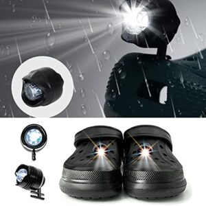 headlights for shoes,2pcs croc headlights for croc,croc lights led clip on for clogs ipx6 waterproof, shoes lights charms for dog walking,handy camping,croc charms suitable for adults kids (black)