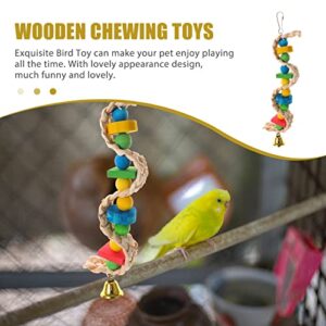 LUOZZY 4 Pcs Hanging Bird Toy Parrot Biting Toy Safety Wood Parrot Toy Wooden Teething Toy Bird Cage Hanging Toy