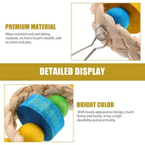 LUOZZY 4 Pcs Hanging Bird Toy Parrot Biting Toy Safety Wood Parrot Toy Wooden Teething Toy Bird Cage Hanging Toy