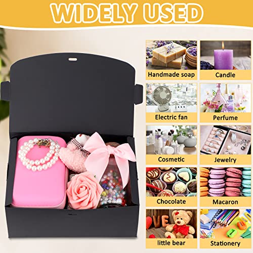 Geyee 30 Pieces 9 x 6 x 4 Inch Gift Box with Lid Wedding Bridesmaid Groomsmen Proposal Box for Present with Ribbon Bulk Craft Boxes for Halloween, Christmas, Holiday, Birthday Gift Packaging(Black)