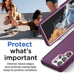 AICase Samsung Galaxy S23 Ultra Heavy Duty Shockproof Case - 3-Layer Military Protection, Night Purple/Baby Pink, 6.8" Screen Protector Included