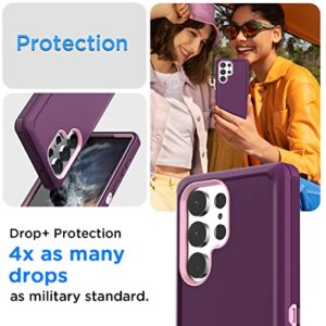 AICase Samsung Galaxy S23 Ultra Heavy Duty Shockproof Case - 3-Layer Military Protection, Night Purple/Baby Pink, 6.8" Screen Protector Included