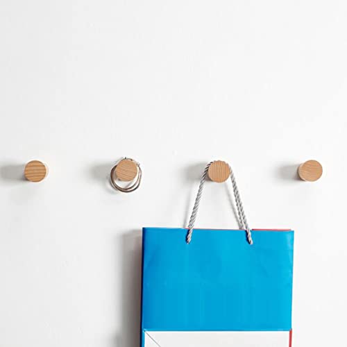 Smalibal Wooden Coat Hooks Wall Hooks, Minimalist Design Wood Hook Organizer Heavy Duty Wall Mounted Hooks, Wood Hooks Decorative for Wall Hanging Coats, Key, Cup, Cloth, Hat Wooden Color