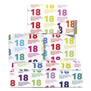 central 23 funny wrapping paper - 6 sheets gift wrap with tags - 18th birthday wrapping paper - recyclable