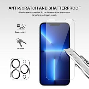 Unity 7, 2 Pack Screen Protector for iPhone 13 Pro Max 6.7 Inches | Tempered Glass | Contains 2 Front Facing Screen Protectors and 2 Rear Facing Camera Lens Protectors