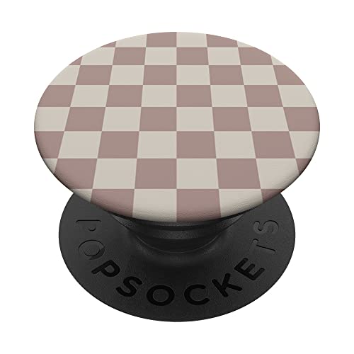 Beige Brown Checkered Checked Pattern Check Design #218 PopSockets Swappable PopGrip