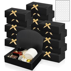 swangsa 16 set gift boxes with lids, 10.6''x8''x3'' black kraft paper gift boxes for presents, bridesmaid proposal box with ribbon and 70pcs adhesive dots,for wedding, packaging, present, birthday, cupcake boxes