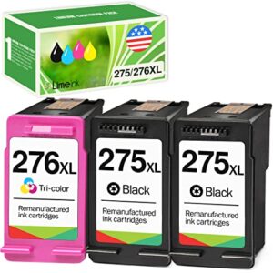 Limeink Remanufactured Ink Cartridges Replacement for Canon 275 276 Ink Cartridges 275xl 276xl for Canon Ink 275 276 for Canon Pixma TS3522 Ink Cartridges for Canon TR4720 Ink Cartridge Printer (3 PK)