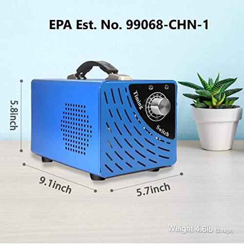 Ozone Generator for Eliminating Odors from Homes, Offices, Commercial, and Industrial Spaces, ELMWAY 10,000mg/h High Capacity O3 Machine for Deodorization (Blue)