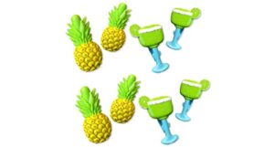 4 set (8 ct) 2x lemon green cup / 2x pineapple beach towel clips jumbo size for beach chair, cruise beach patio, pool accessories for chairs, household clip, baby stroller
