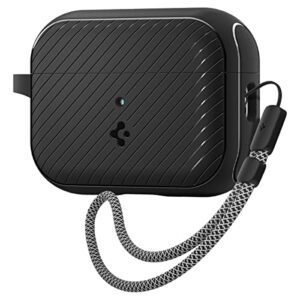 spigen airpods pro 2nd generation mag armor (mag fit) case and lanyard strap designed for airpods pro 2 (2022) magsafe compatible - black