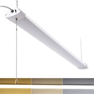 greess 1 pack 4 foot led shop light, 4ft 48w linkable led shop light for garage, 3000k&4000k&5000k selectable led integrated ceiling light fixture,hanging&ceiling mounting with pull chain