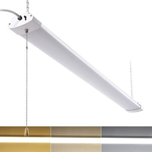 Greess 1 Pack 4 Foot LED Shop Light, 4FT 48W Linkable LED Shop Light for Garage, 3000K&4000K&5000K Selectable LED Integrated Ceiling Light Fixture,Hanging&Ceiling Mounting with Pull Chain