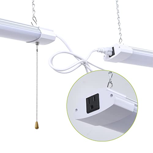 Greess 1 Pack 4 Foot LED Shop Light, 4FT 48W Linkable LED Shop Light for Garage, 3000K&4000K&5000K Selectable LED Integrated Ceiling Light Fixture,Hanging&Ceiling Mounting with Pull Chain