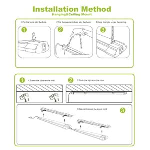 Greess 1 Pack 4 Foot LED Shop Light, 4FT 48W Linkable LED Shop Light for Garage, 3000K&4000K&5000K Selectable LED Integrated Ceiling Light Fixture,Hanging&Ceiling Mounting with Pull Chain