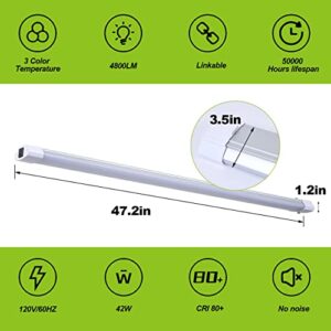 Greess 1 Pack 4 Foot LED Shop Light, 4FT 48W Linkable LED Shop Light for Garage, 3000K&4000K&5000K Selectable LED Integrated Ceiling Light Fixture,Hanging&Ceiling Mounting with Pull Chain