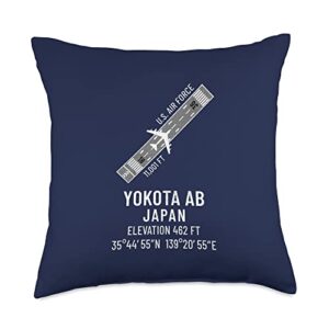 yokota air base usaf - yokota ab japan gift air base usaf-yokota ab japan 374th airlift wing throw pillow, 18x18, multicolor