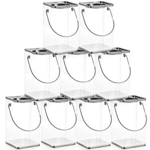 hedume 9 pack clear paint can containers with metal lids, 6 inches tall square empty paint storage cans, arts & crafts paint buckets for decorative & party use, great for party favors, decor and diy