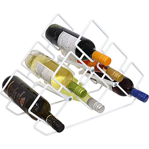 Sunnydaze Modern 6-Bottle Triangular Countertop Wine Rack - Freestanding Indoor Steel Wire Accent for Kitchen, Home Bar, or Living Room - White - 13.25-Inch H