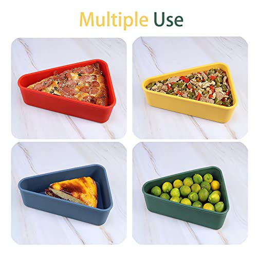 WIDELUCK Pizza Leftover Storage Container with 2 Pizza Trays,Reusable Pizza Slicone Storage Container,Silicone Hardness Shore A 70° Withstand Temperature in -40~200℃ (Yellow&green)