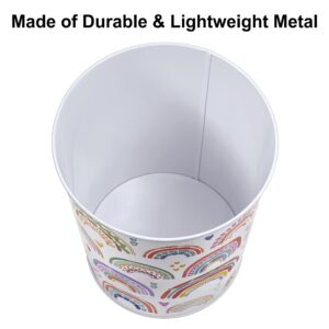 Allure Home Creation Rainbow Hearts Metal Wastebasket-Compact Size 7.70" x 7.70" x 9.40"-1.50 Gallons