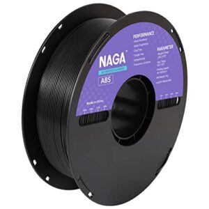 naga abs 3d printer filament 1.75mm, high toughness & high hardness abs filament, 1kg spool(2.2lbs), dimensional accuracy +/- 0.03 mm (black)