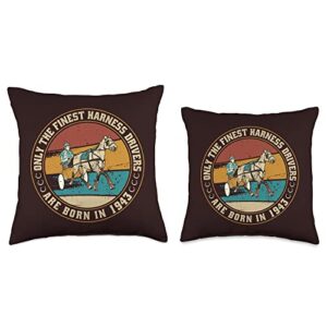 Harness-Racing Accessories Trotting-race Gifts Horses Trotting-Drivers Born in 1943 Birthday Harness-Racing Throw Pillow, 18x18, Multicolor