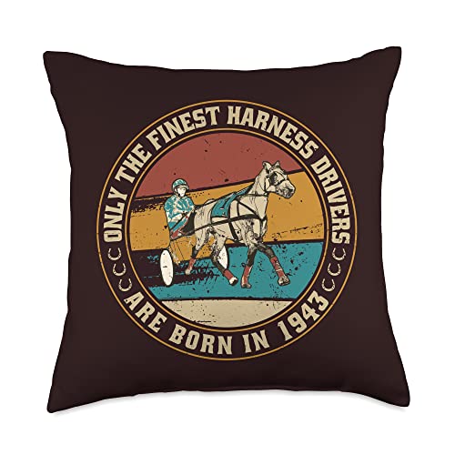 Harness-Racing Accessories Trotting-race Gifts Horses Trotting-Drivers Born in 1943 Birthday Harness-Racing Throw Pillow, 18x18, Multicolor