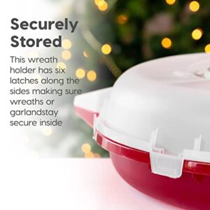 IRIS USA 24" Wreath Storage Container, Clear/Red
