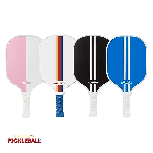 Brooklyn Pickleball Co. White Pickle Ball Paddle | Carbon Fiber | Honeycomb Core | Ribbed Non-Slip Cushion Grip | Single Racket | Pickle-Ball Paddles