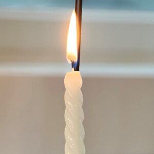 12 Piece Creamy White Twist Taper Candles, 2 Boxed Sets of 6, 4 Hours Burn Time, Paraffin Wax, 7.75 Inches