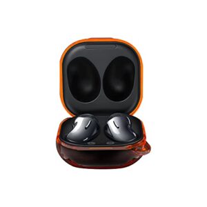 compatible for galaxy buds pro/buds live/buds 2 pro case clear, tpu cover transparent protective covershockproof [front led visible] for galaxy buds pro/buds live/buds 2 pro universal case (orange)