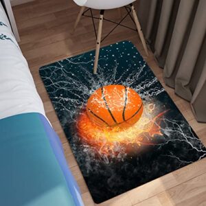 kodhyvj Black Sport Rugs Basketball Rug for Boys Bedroom Basketball Room Decor Playroom Rug for Living Room Bedroom Decor, 2'x3'