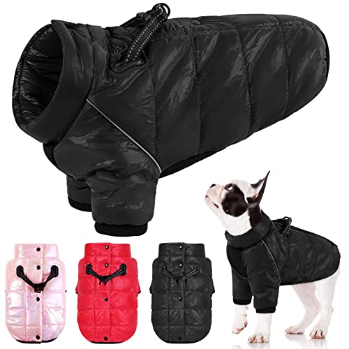 AOFITEE Dog Snowsuit, Waterproof Dog Winter Coat, Windproof Warm Dog Puffer Jacket, Zip Up Dog Cold Weather Coats with Reflective Stripes and Collar, Outdoor Dog Apparel for Small Medium Dogs