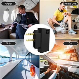 Asobilor Airplane Bluetooth Adapter for Wireless Headphones/Earbuds, Bluetooth 5.0 Transmitter Compatible with Any 3.5mm Audio Jack on Airplane, Home, Gym, Boats or in Car, Foldable Single/Double Plug