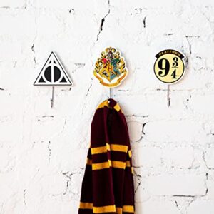 Harry Potter Icons Die-Cut Coat Hanger Wall Hooks, Set of 3 | Ready To Mount Decor, Storage Rack Organizer For Hanging Jackets, Hats, Purses