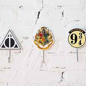 Harry Potter Icons Die-Cut Coat Hanger Wall Hooks, Set of 3 | Ready To Mount Decor, Storage Rack Organizer For Hanging Jackets, Hats, Purses