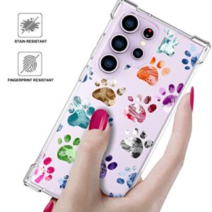 ENDIY Samsung Galaxy S23 Ultra Case Cute Dogs Paws for Women Girls Girly Designer Phone Case Clear with Design,Case Compatible with Samsung Galaxy S23 Ultra Case Transparent Dogs Paws