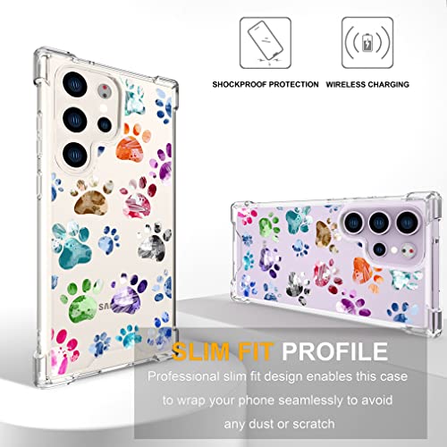 ENDIY Samsung Galaxy S23 Ultra Case Cute Dogs Paws for Women Girls Girly Designer Phone Case Clear with Design,Case Compatible with Samsung Galaxy S23 Ultra Case Transparent Dogs Paws