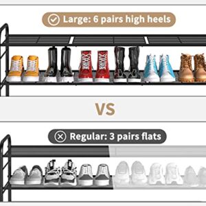 Dicasser 2-Tier Long Shoe Rack Organizer Extra Large Capacity for 18 Pairs,Black