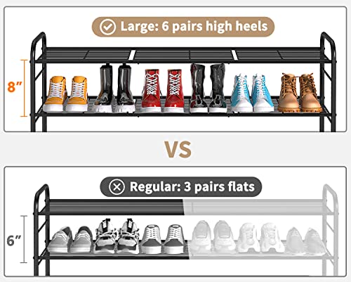 Dicasser 2-Tier Long Shoe Rack Organizer Extra Large Capacity for 18 Pairs,Black