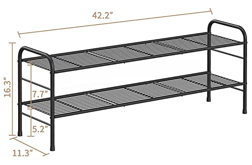 Dicasser 2-Tier Long Shoe Rack Organizer Extra Large Capacity for 18 Pairs,Black