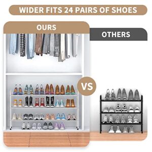 Dicasser 3-Tier Long Shoe Rack Organizer Extra Large Capacity for 24 Pairs,White